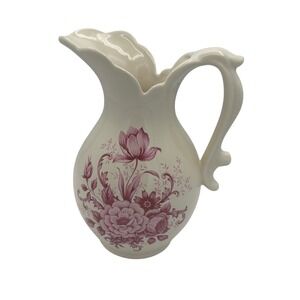 Vintage 1986 Royal Haeger Pink Floral Pitcher #4058 Cottagecore Farmhouse Decor